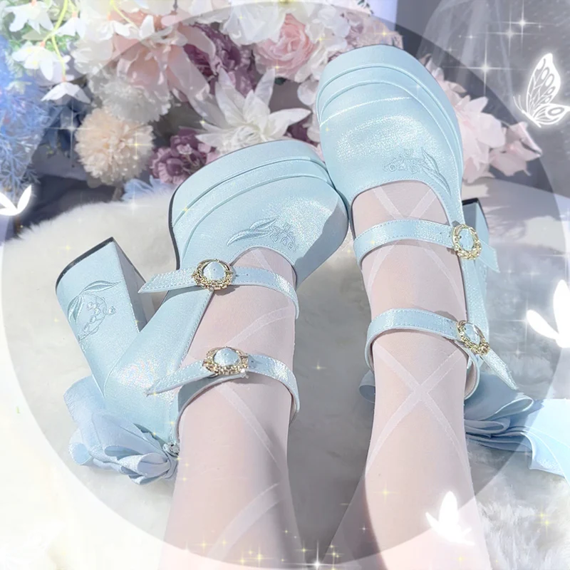 Dreamland - Floating Dream Lily - Elegant Lolita High Heel Shoes, Detachable Bow - Image 28