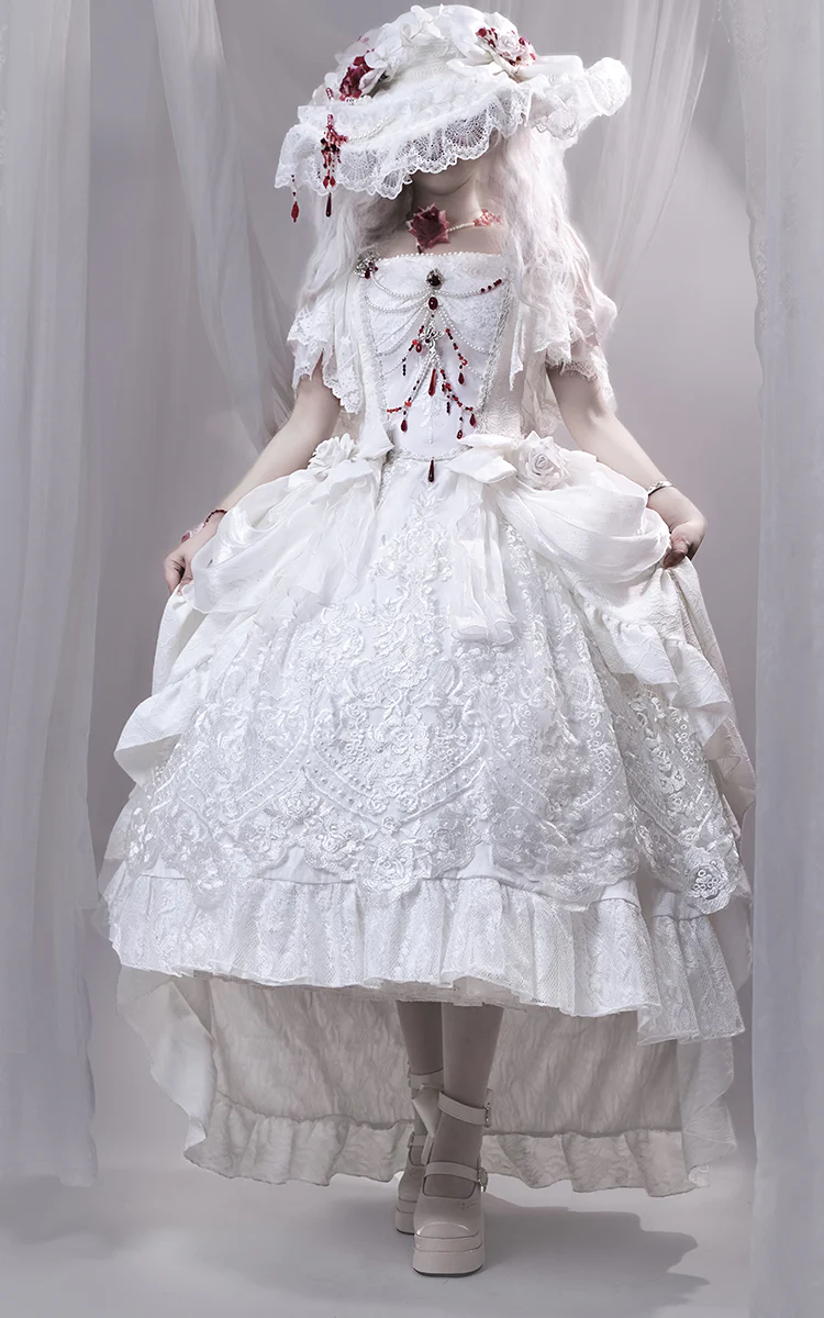 Dreamland - Floating Dream Lily - Elegant Lolita High Heel Shoes, Detachable Bow - Image 34