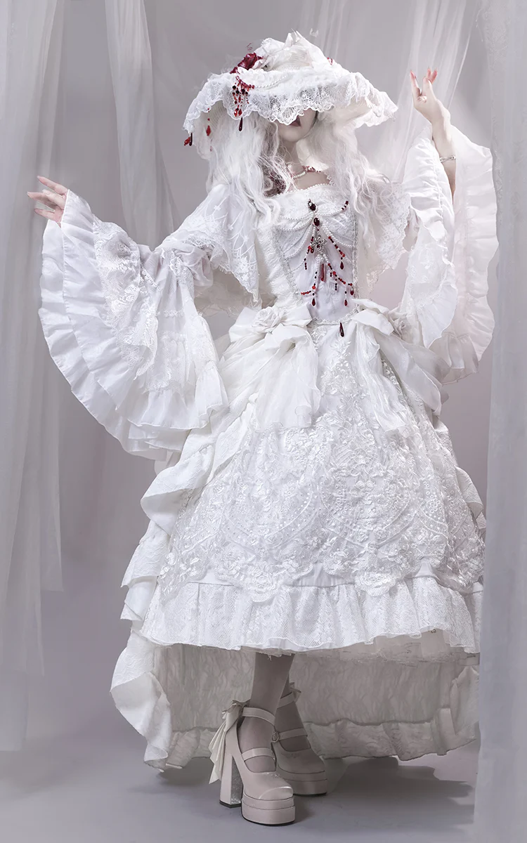 Dreamland - Floating Dream Lily - Elegant Lolita High Heel Shoes, Detachable Bow - Image 39