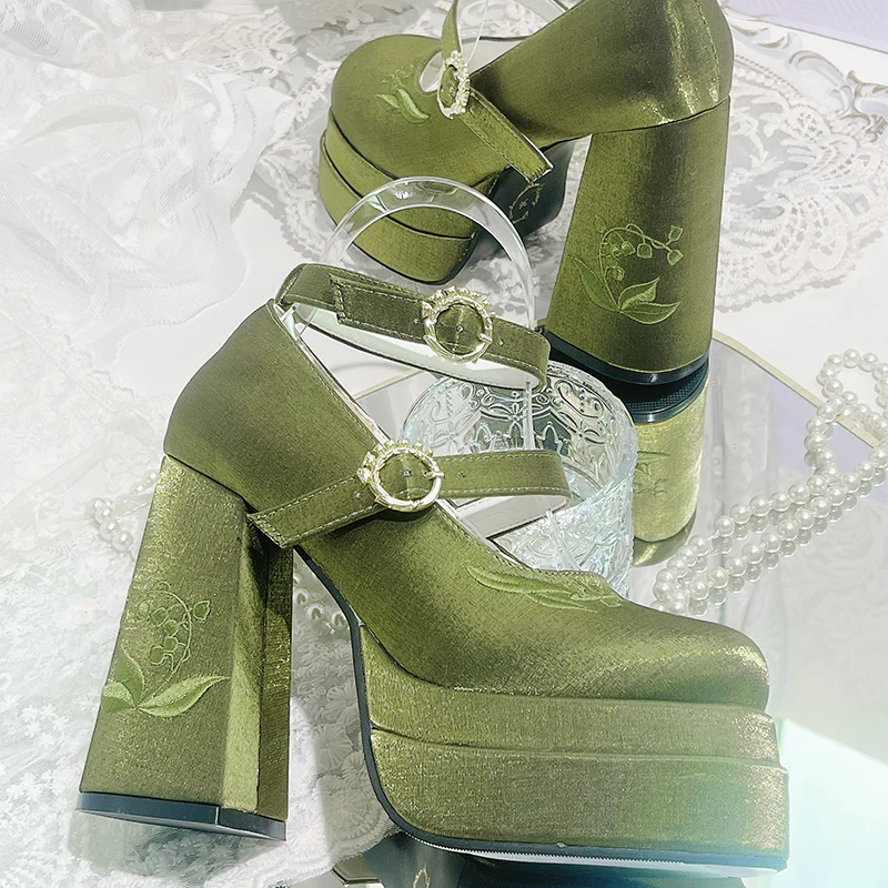 Dreamland - Floating Dream Lily - Elegant Lolita High Heel Shoes, Detachable Bow - Image 7
