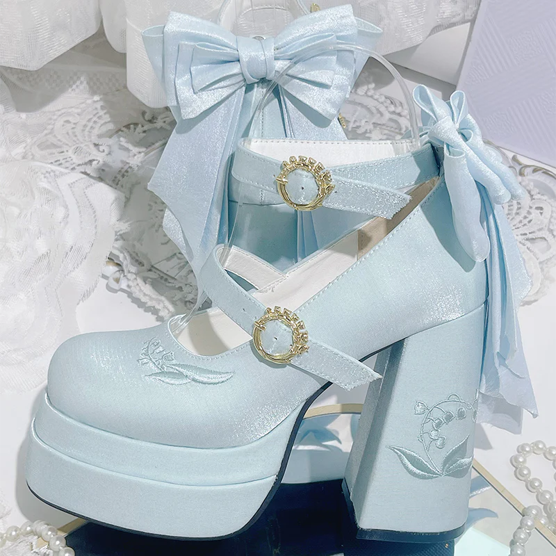 Dreamland - Floating Dream Lily - Elegant Lolita High Heel Shoes, Detachable Bow - Image 8