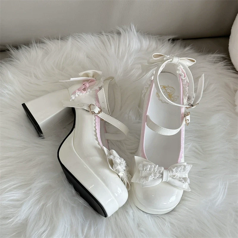 Jiangjiang Biscuit - Elegant Lolita High Heel Shoes Round Toe Low Cut - Image 8
