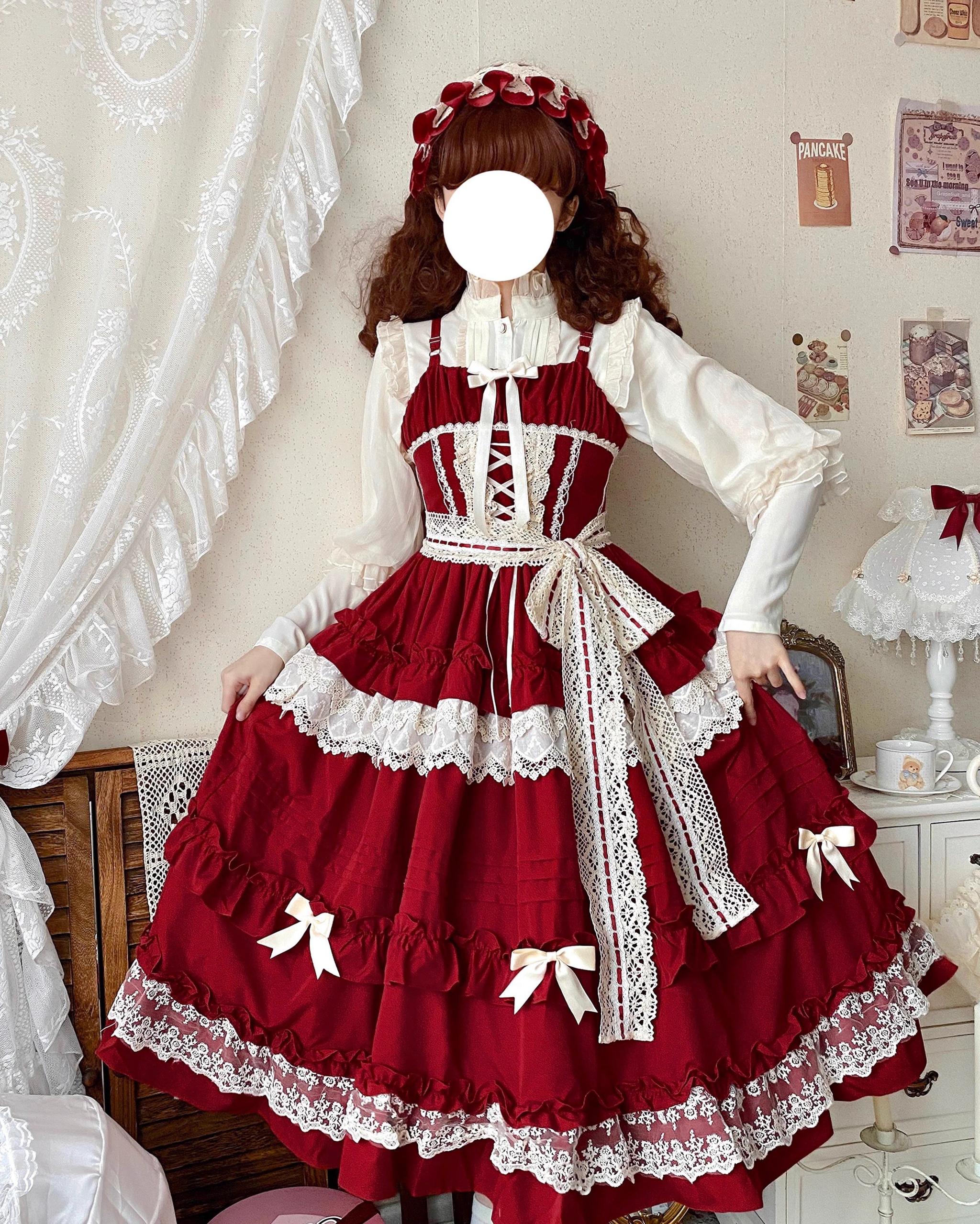 Qianmu - Lilianne - Elegant Lolita Ruffled Hem JSK Dress Multicolors - Image 11