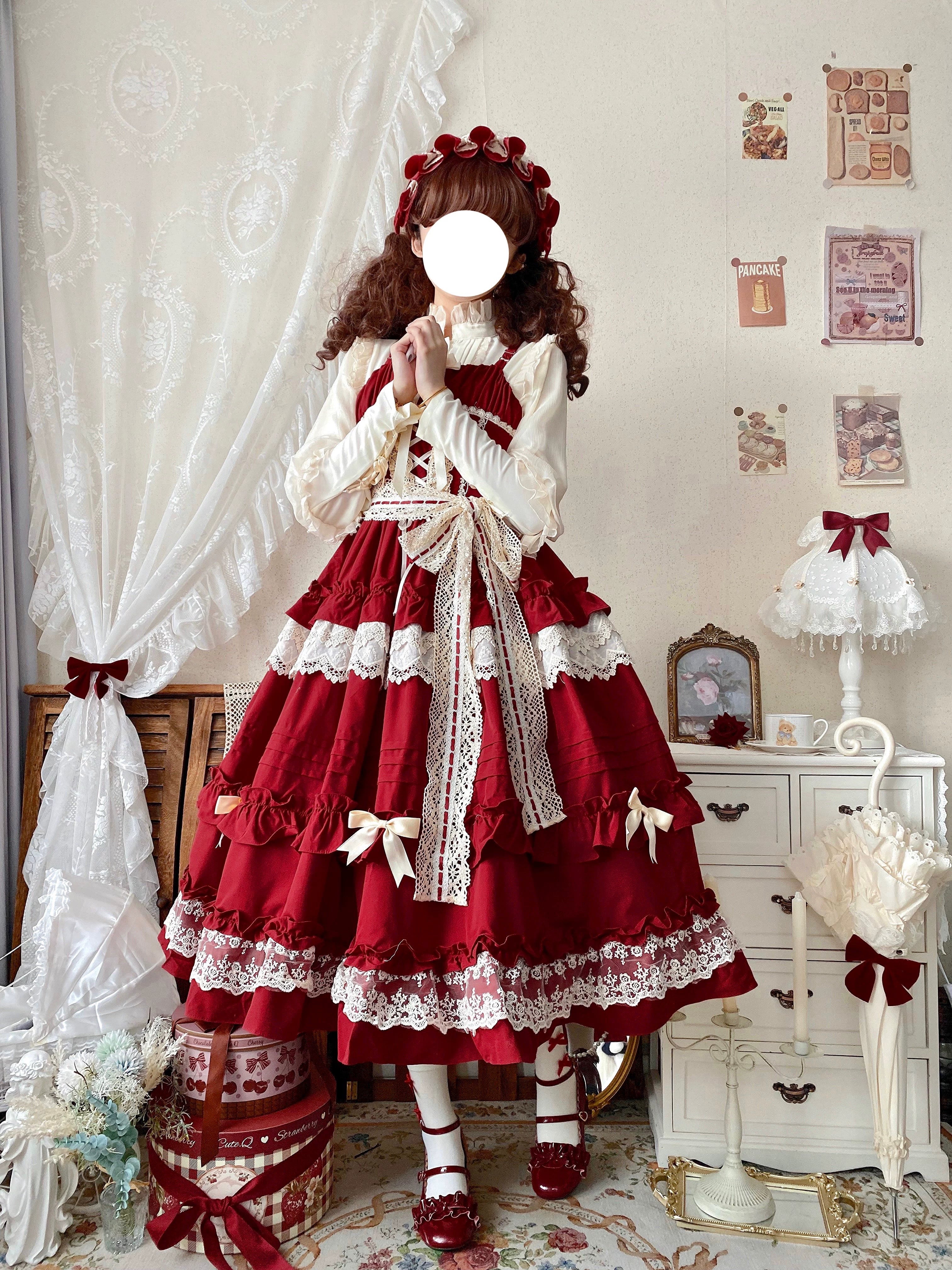 Qianmu - Lilianne - Elegant Lolita Ruffled Hem JSK Dress Multicolors - Image 12