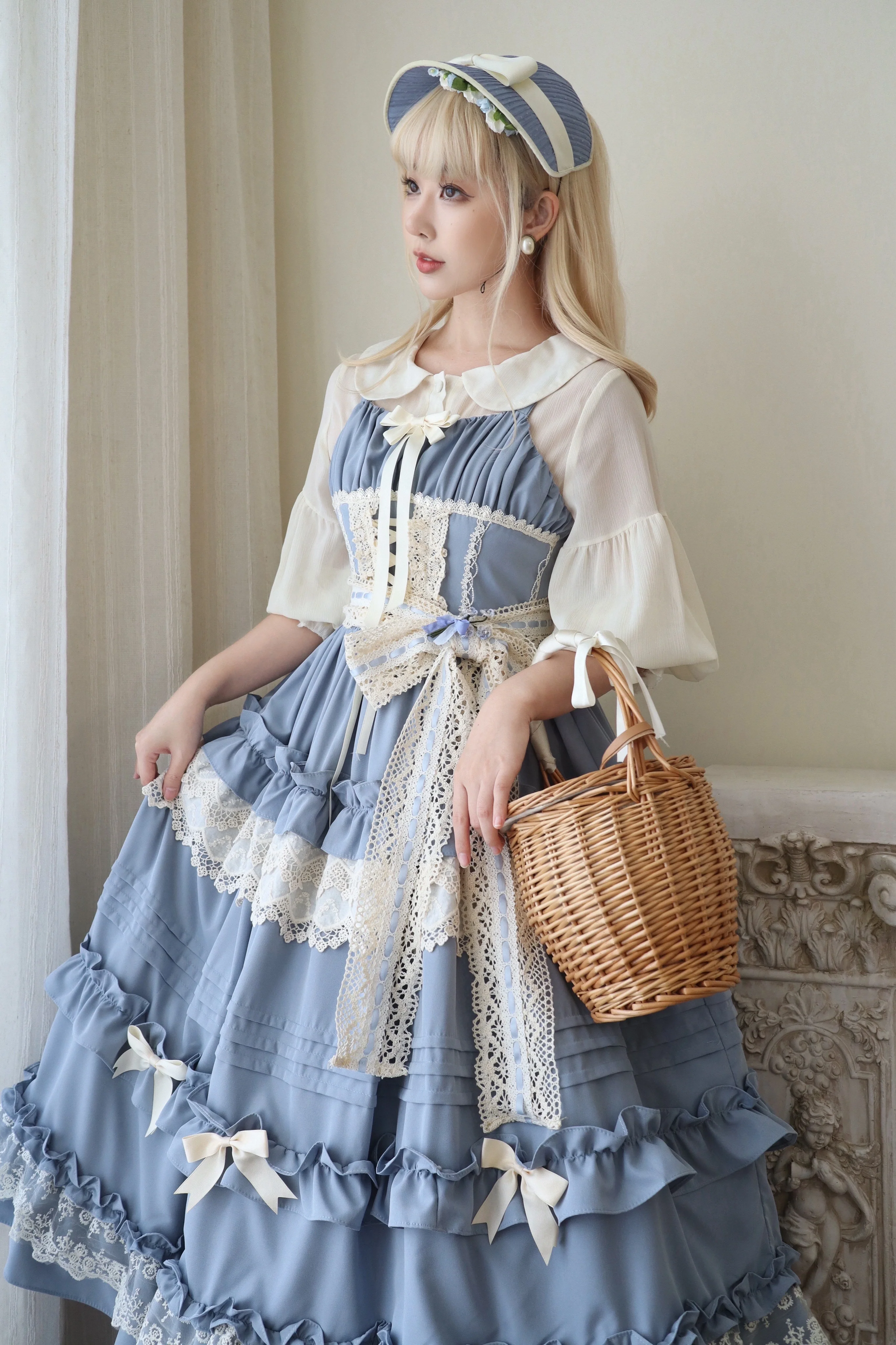 Qianmu - Lilianne - Elegant Lolita Ruffled Hem JSK Dress Multicolors - Image 16