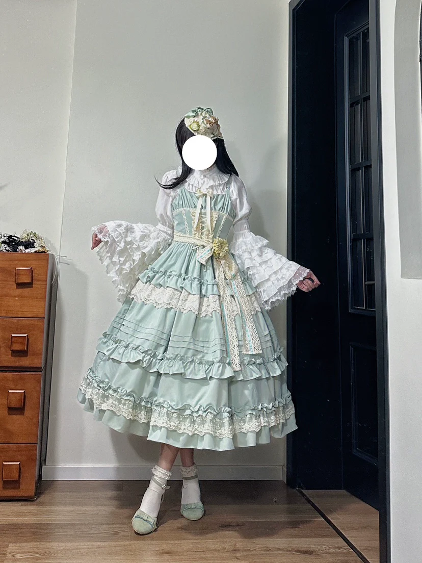 Qianmu - Lilianne - Elegant Lolita Ruffled Hem JSK Dress Multicolors - Image 17