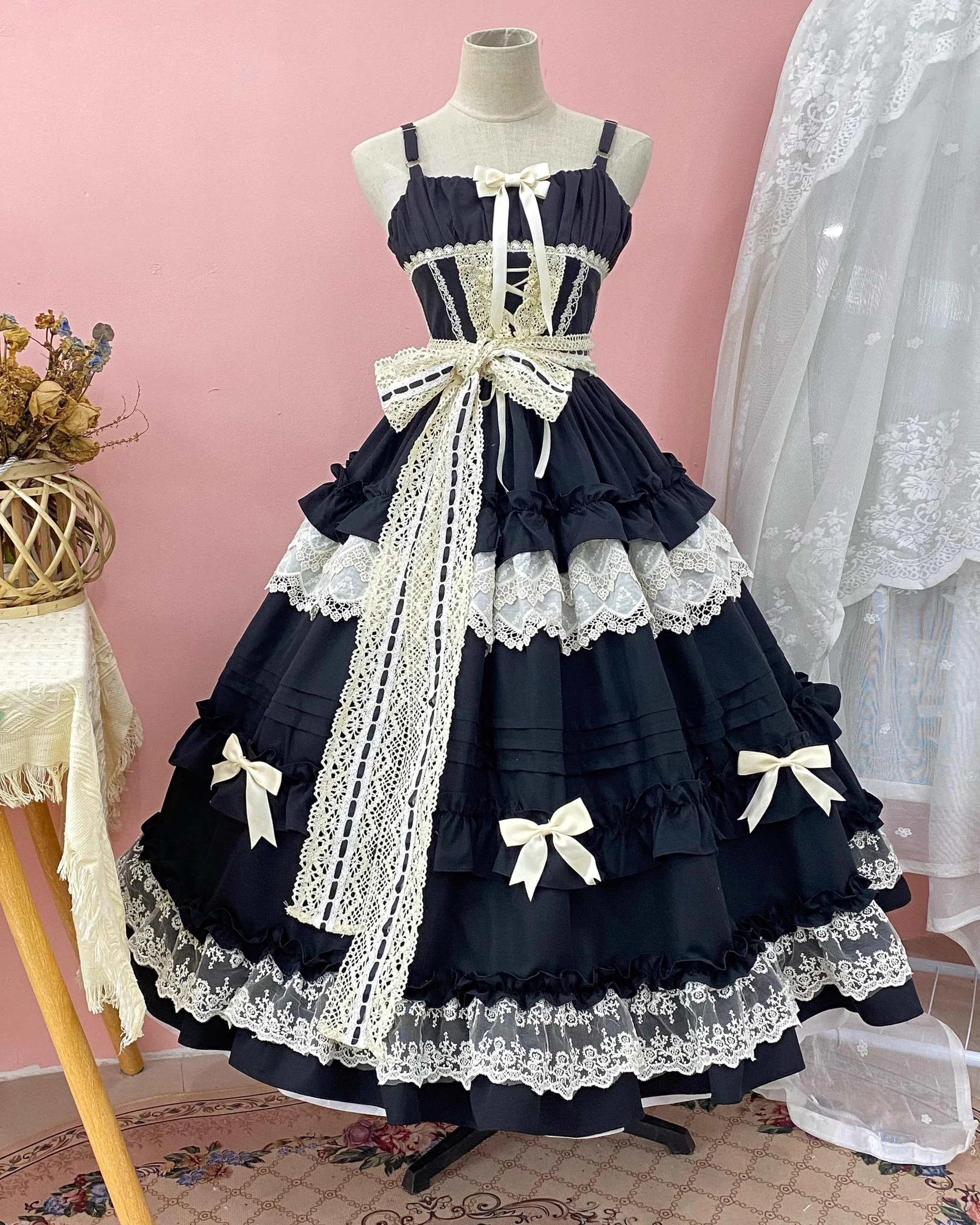 Qianmu - Lilianne - Elegant Lolita Ruffled Hem JSK Dress Multicolors - Image 21