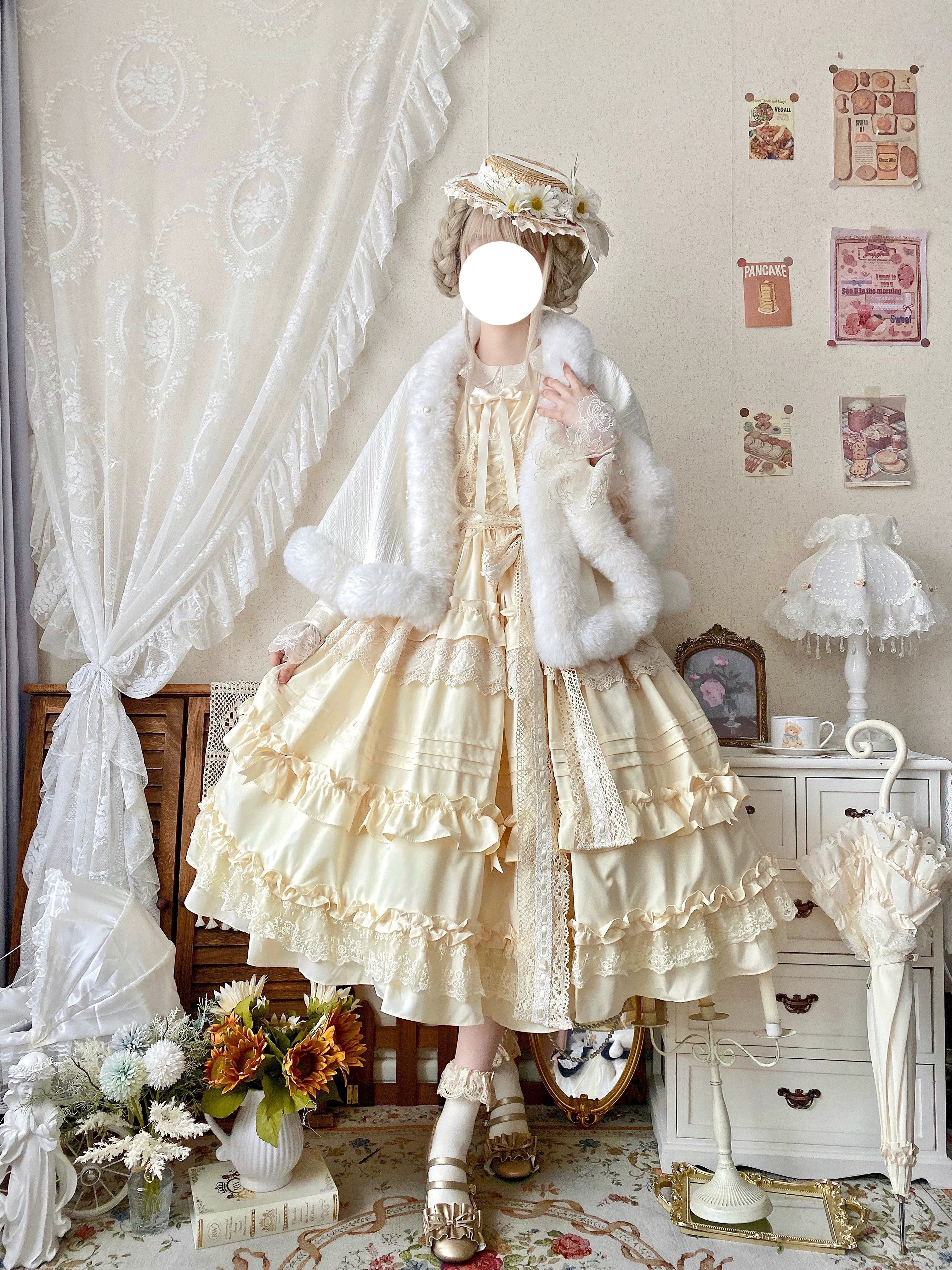 Qianmu - Lilianne - Elegant Lolita Ruffled Hem JSK Dress Multicolors - Image 7