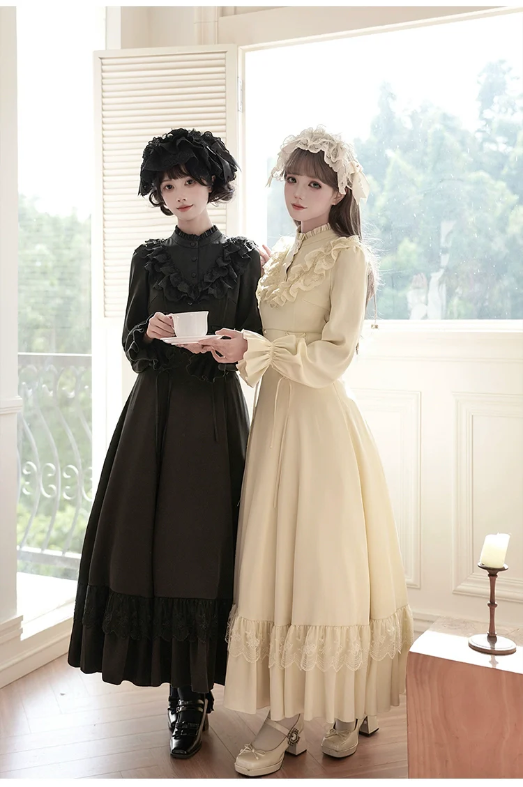 White Daylight - Elegant Lolita Long Sleeve OP Dress, Side Zipper - Image 2