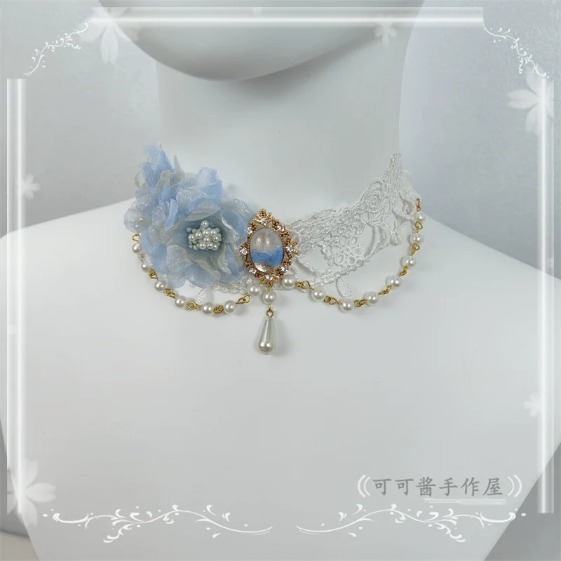Elegant Lolita Necklace Rose Gemstones and Pearl Necklace - Image 15