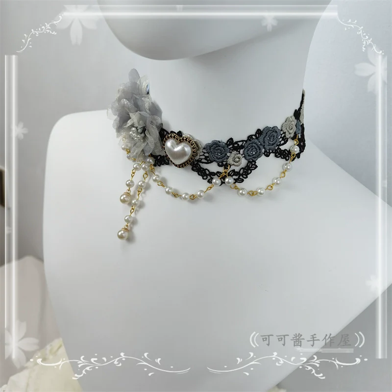 Elegant Lolita Necklace Rose Gemstones and Pearl Necklace - Image 17
