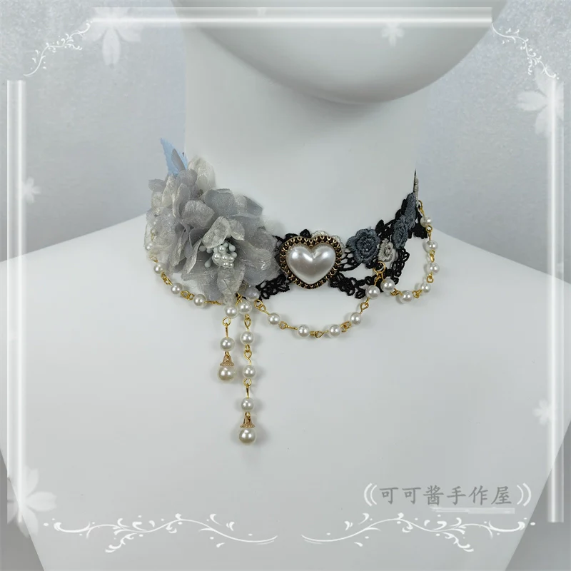 Elegant Lolita Necklace Rose Gemstones and Pearl Necklace - Image 18