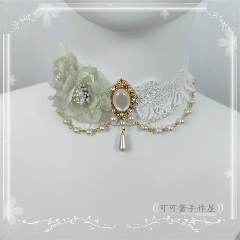 Elegant Lolita Necklace Rose Gemstones and Pearl Necklace - Image 19