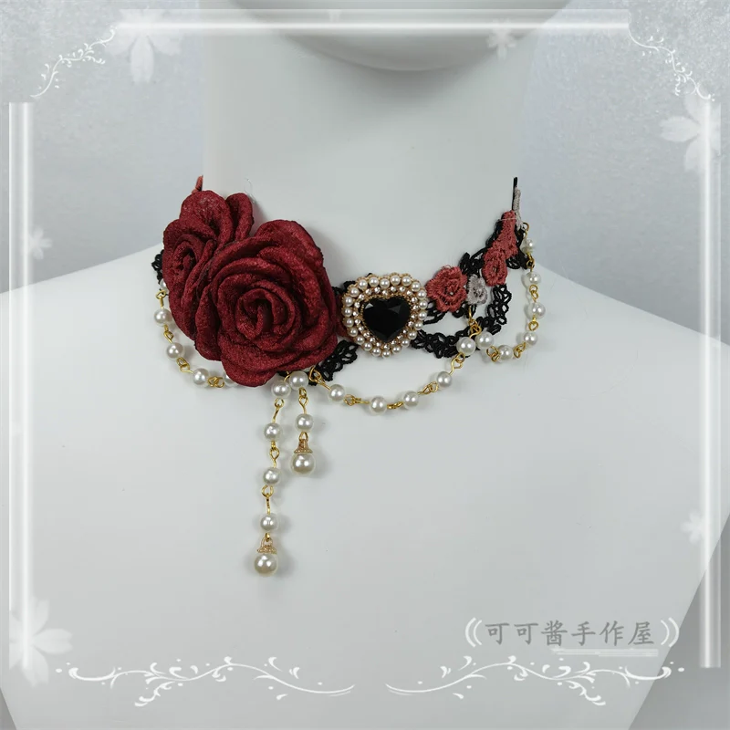 Elegant Lolita Necklace Rose Gemstones and Pearl Necklace - Image 20