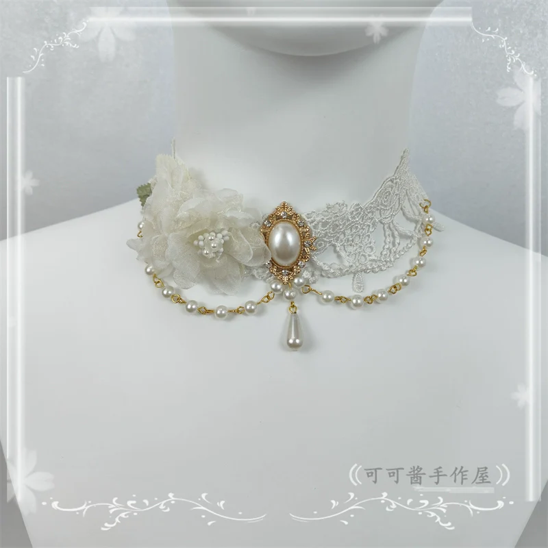 Elegant Lolita Necklace Rose Gemstones and Pearl Necklace - Image 6