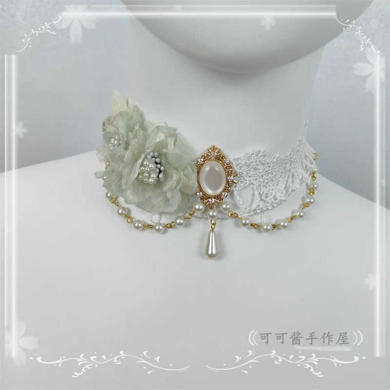 Elegant Lolita Necklace Rose Gemstones and Pearl Necklace - Image 9