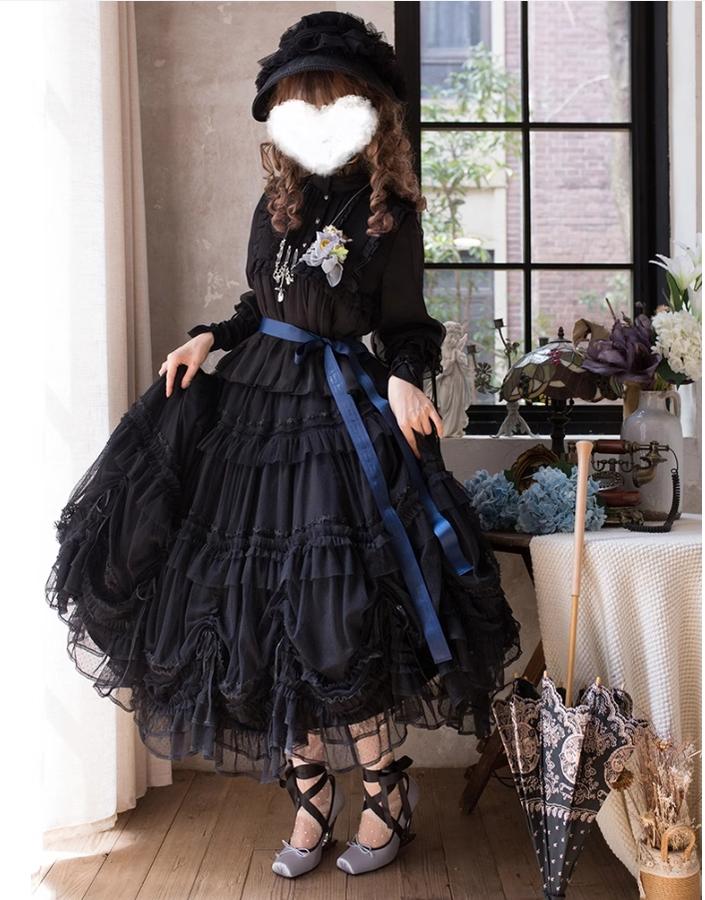 Pleated Heart - Elegant Lolita Petticoat with Dotted Gauze Hem - Image 10