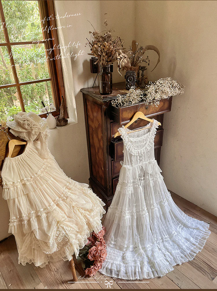 Pleated Heart - Elegant Lolita Petticoat with Dotted Gauze Hem - Image 4