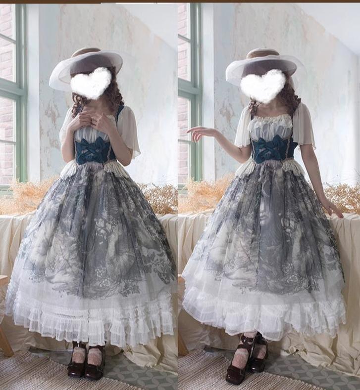 Pleated Heart - Elegant Lolita Petticoat with Dotted Gauze Hem - Image 6