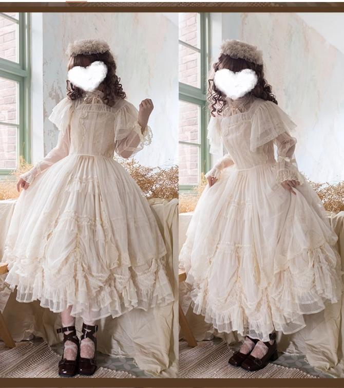 Pleated Heart - Elegant Lolita Petticoat with Dotted Gauze Hem - Image 7