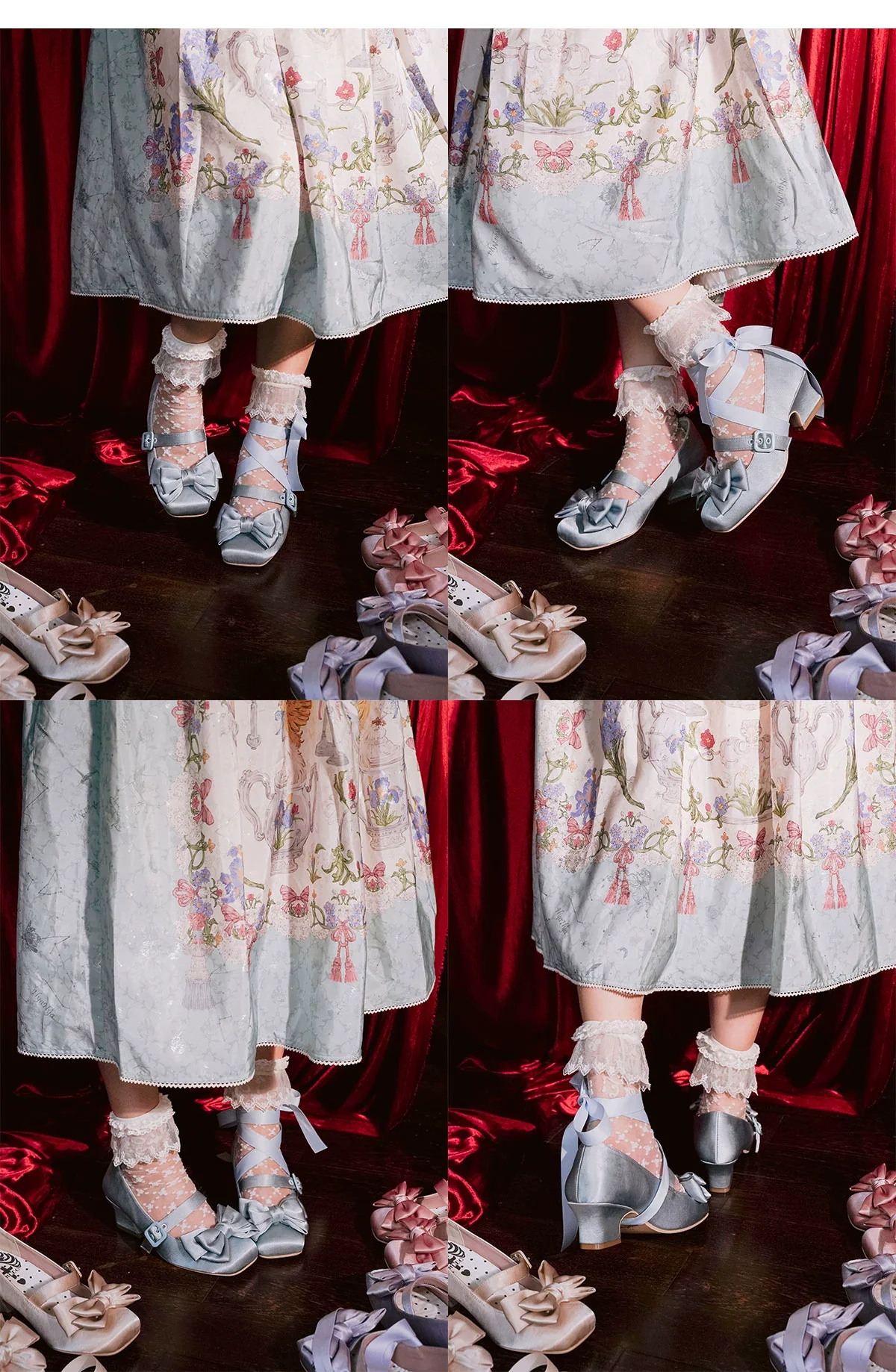 MODO - Sisi - Elegant Lolita Satin Shoes, Square Toe - Image 11