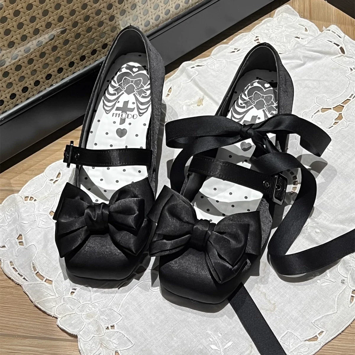 MODO - Sisi - Elegant Lolita Satin Shoes, Square Toe - Image 14