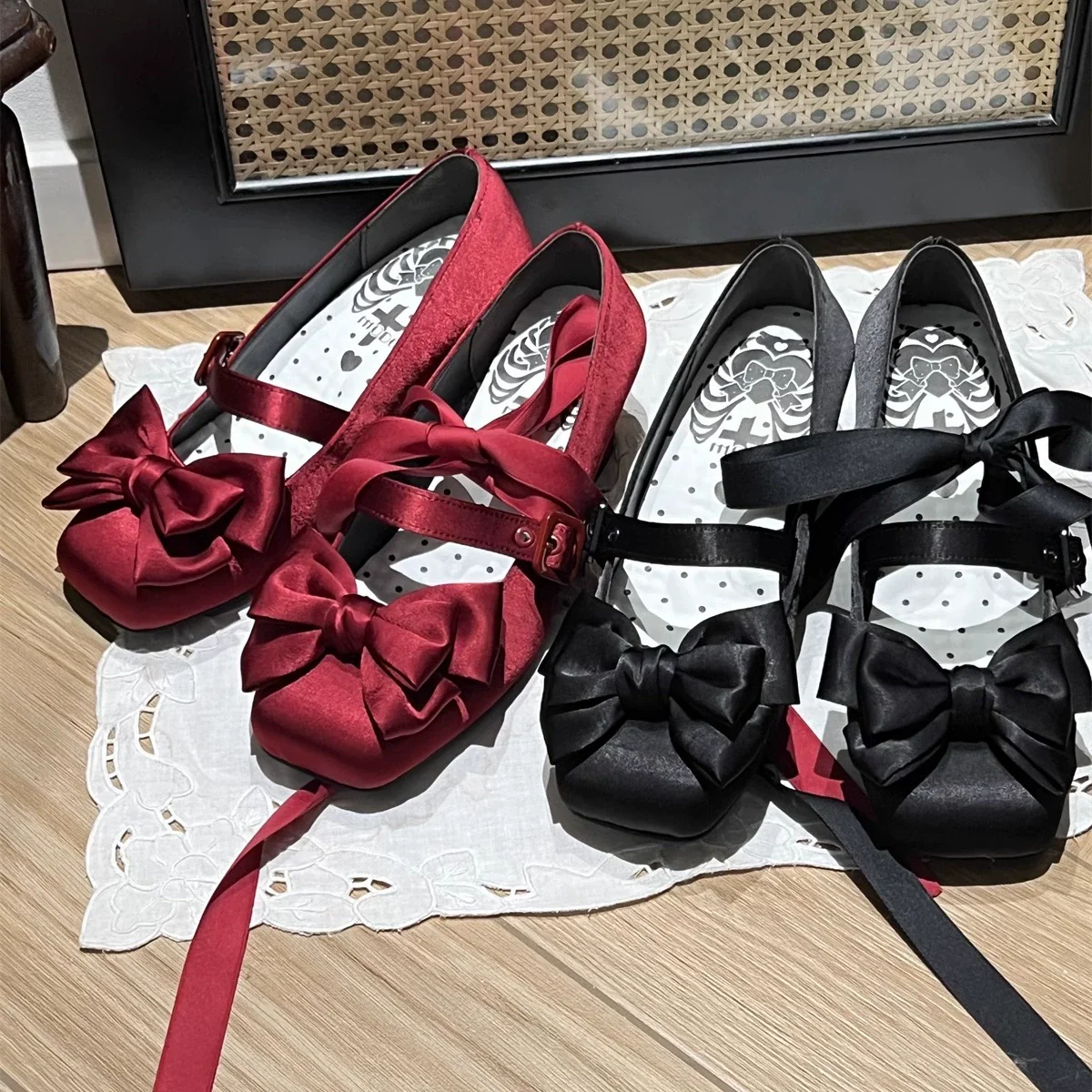 MODO - Sisi - Elegant Lolita Satin Shoes, Square Toe - Image 3