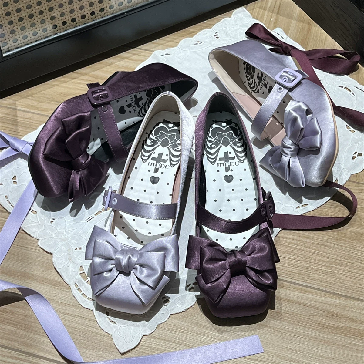 MODO - Sisi - Elegant Lolita Satin Shoes, Square Toe - Image 4