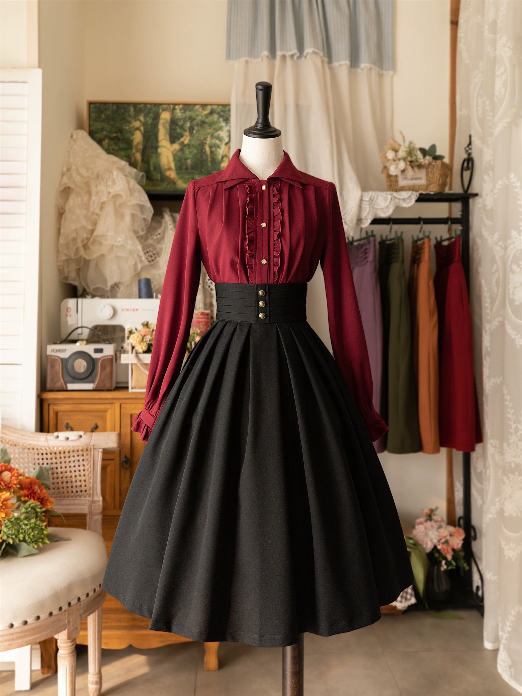Forest Basket - Elegant Lolita Shirt Retro Dual Collar Versatile Shirt - Image 10