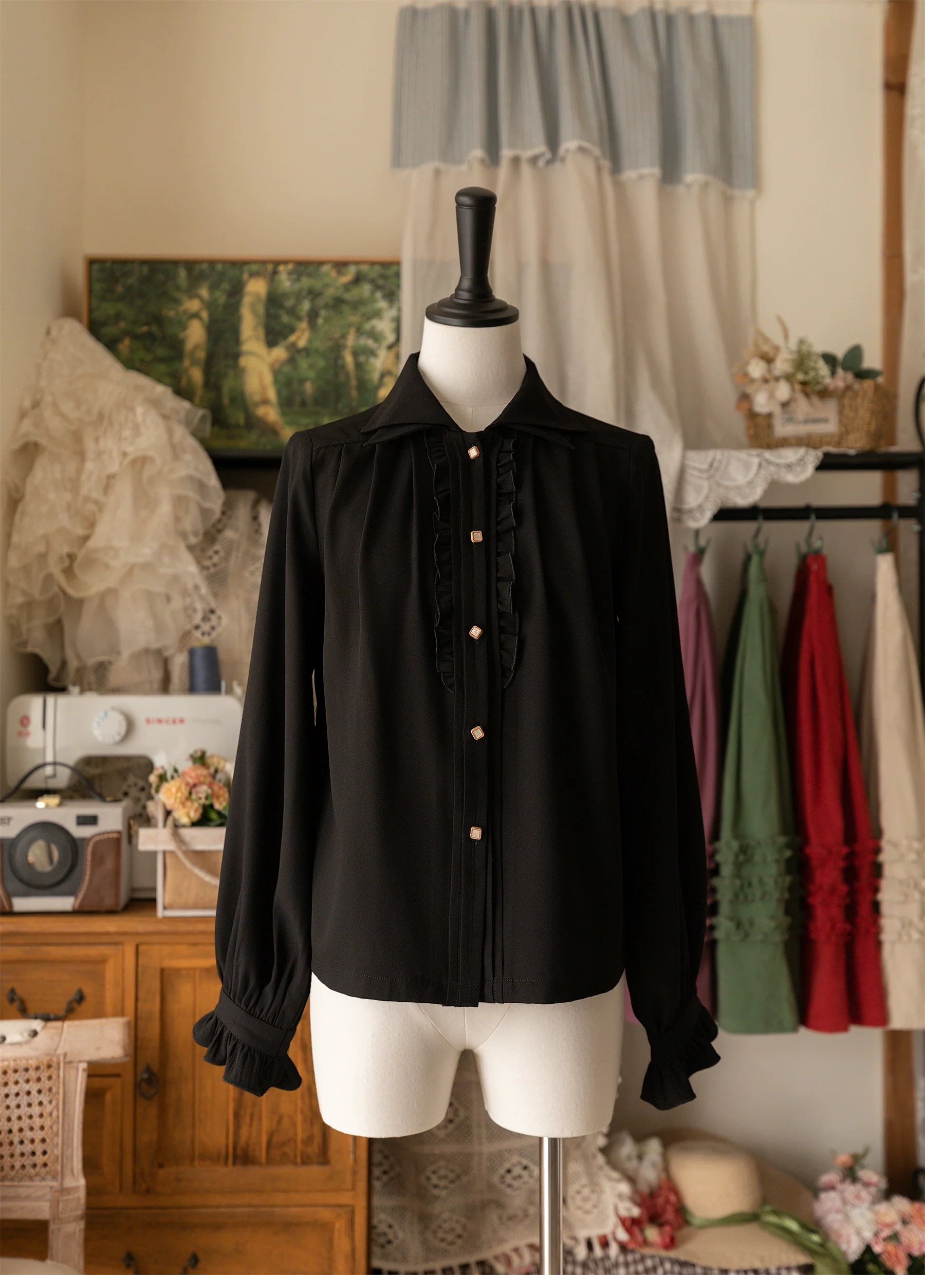 Forest Basket - Elegant Lolita Shirt Retro Dual Collar Versatile Shirt - Image 11