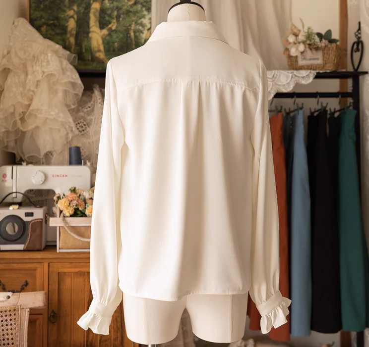 Forest Basket - Elegant Lolita Shirt Retro Dual Collar Versatile Shirt - Image 13