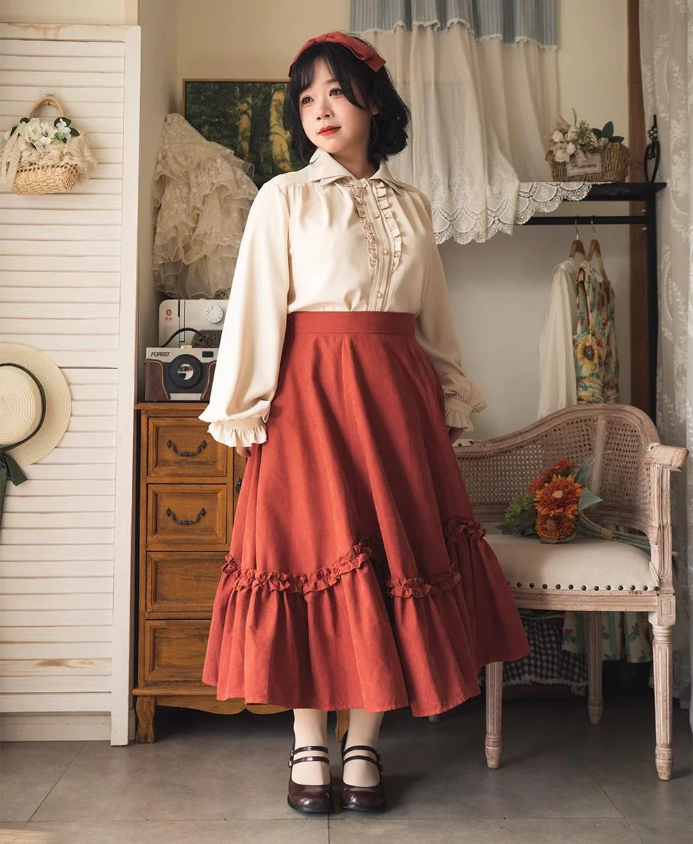Forest Basket - Elegant Lolita Shirt Retro Dual Collar Versatile Shirt - Image 3