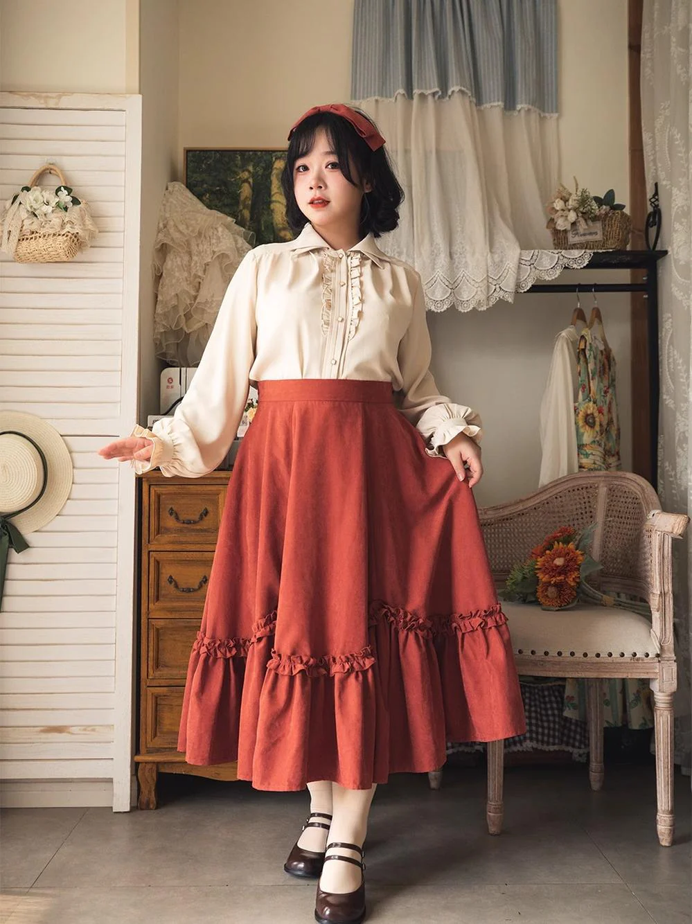 Forest Basket - Elegant Lolita Shirt Retro Dual Collar Versatile Shirt - Image 4