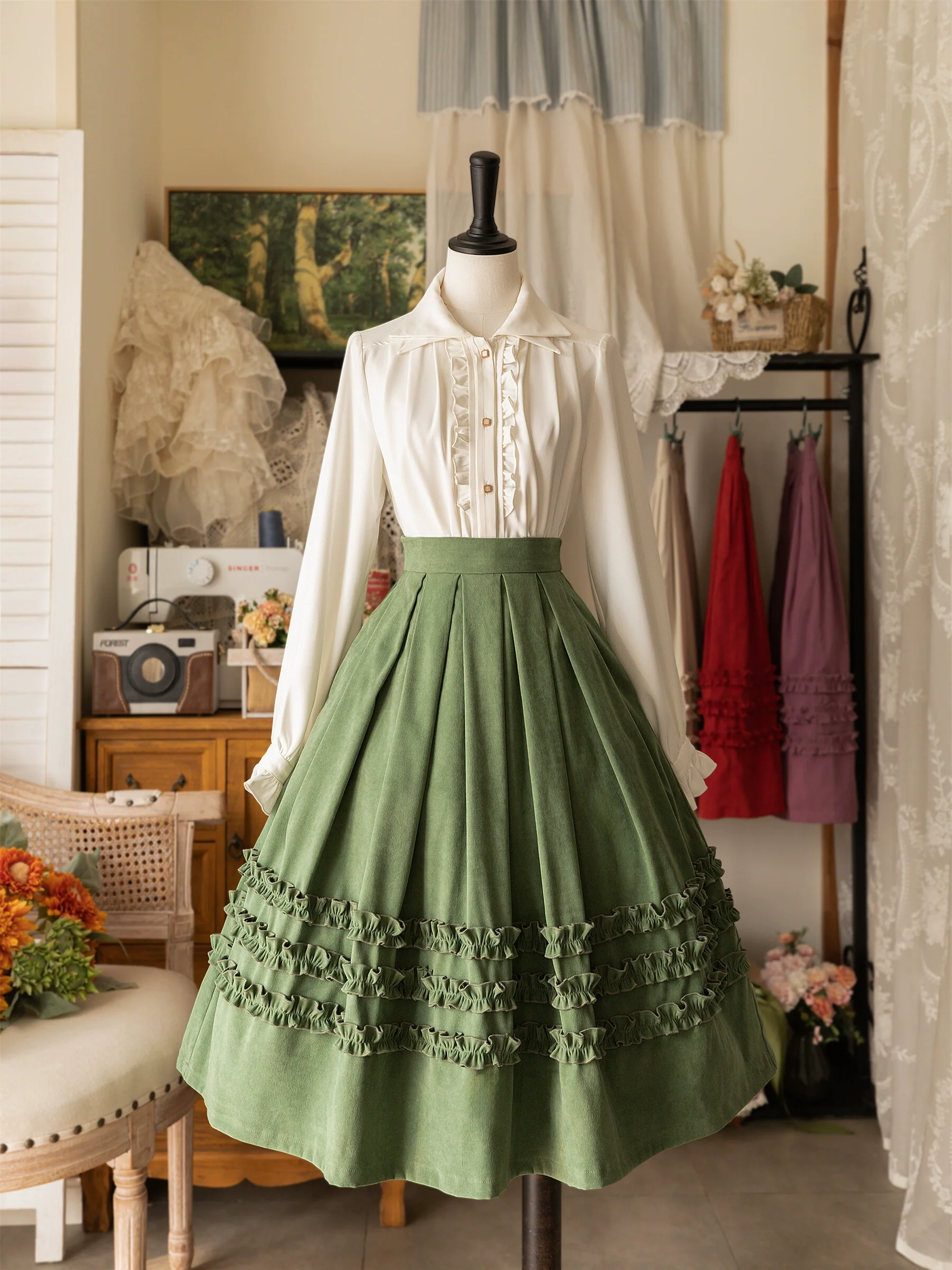 Forest Basket - Elegant Lolita Shirt Retro Dual Collar Versatile Shirt - Image 6