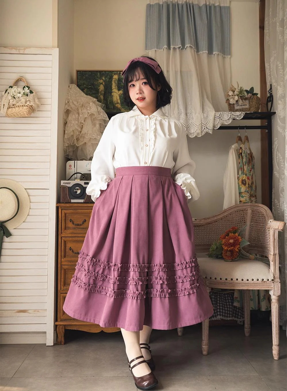 Forest Basket - Elegant Lolita Shirt Retro Dual Collar Versatile Shirt - Image 7