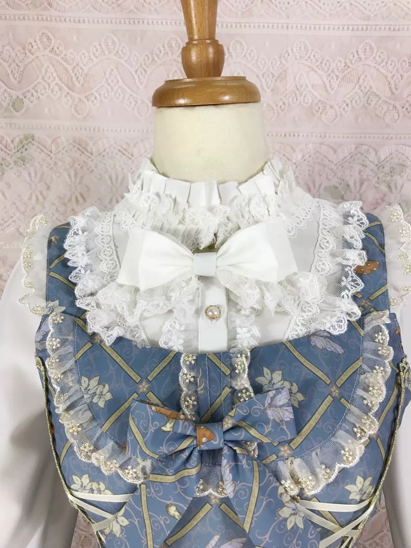 Yilia Lolita - Elegant Lolita Shirt Stand Collar Long Puff Sleeve Blouse - Image 5