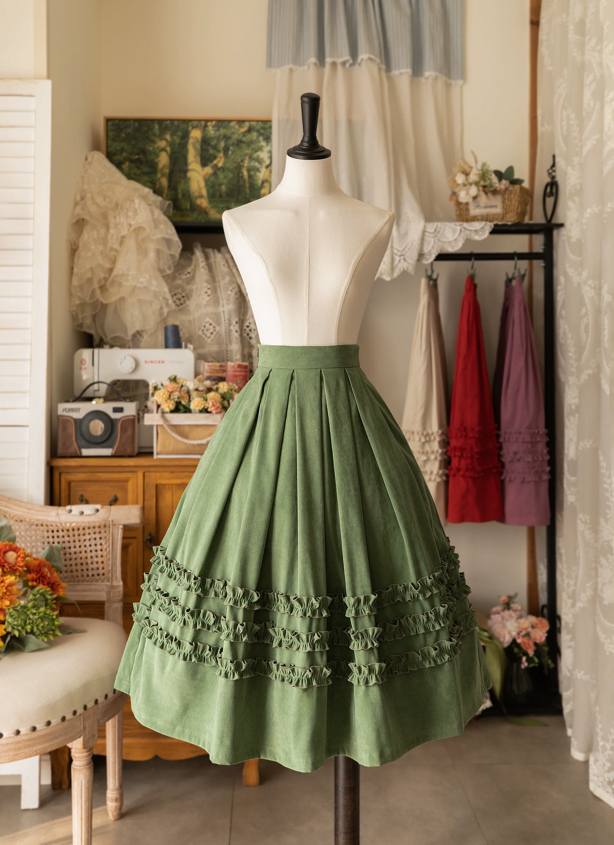 Forest Basket - Elegant Lolita Skirt Mushroom Edge Skirt Retro Classic - Image 11