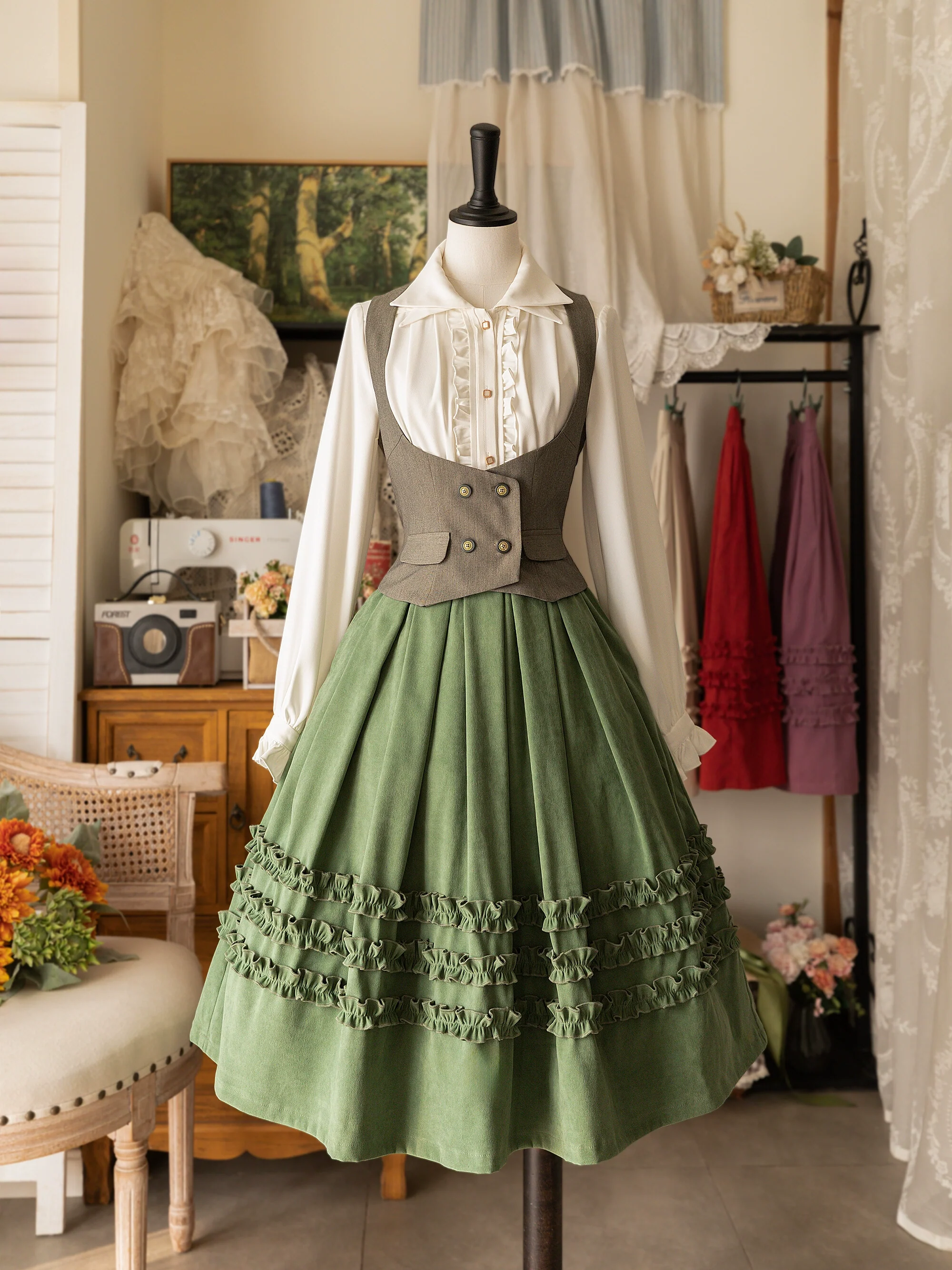 Forest Basket - Elegant Lolita Skirt Mushroom Edge Skirt Retro Classic - Image 12