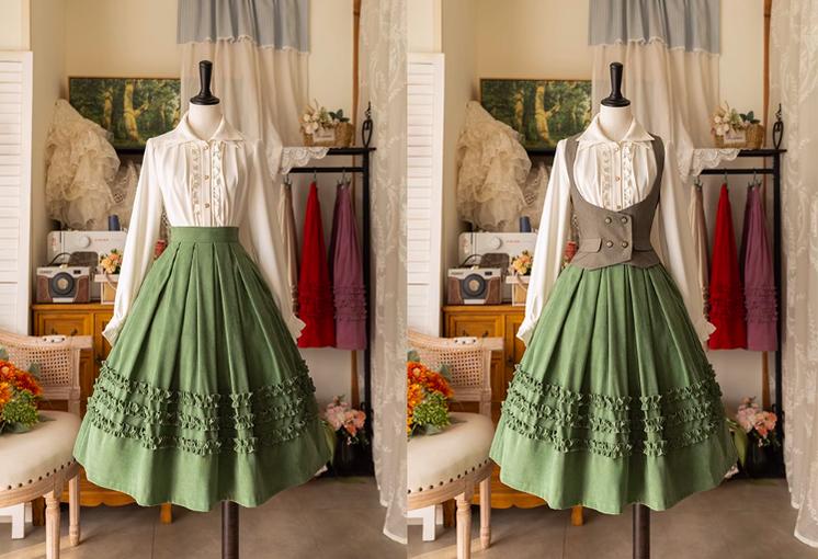 Forest Basket - Elegant Lolita Skirt Mushroom Edge Skirt Retro Classic - Image 13