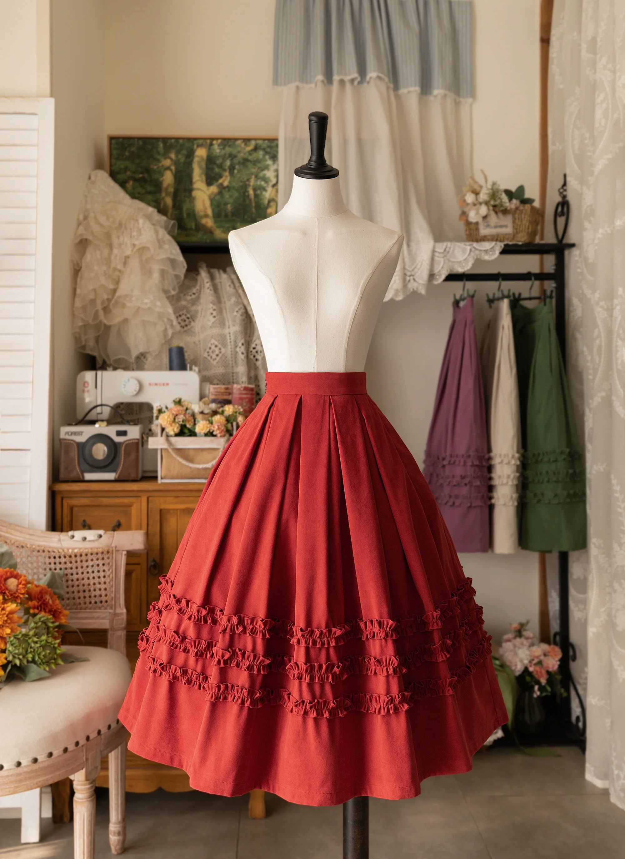 Forest Basket - Elegant Lolita Skirt Mushroom Edge Skirt Retro Classic - Image 14