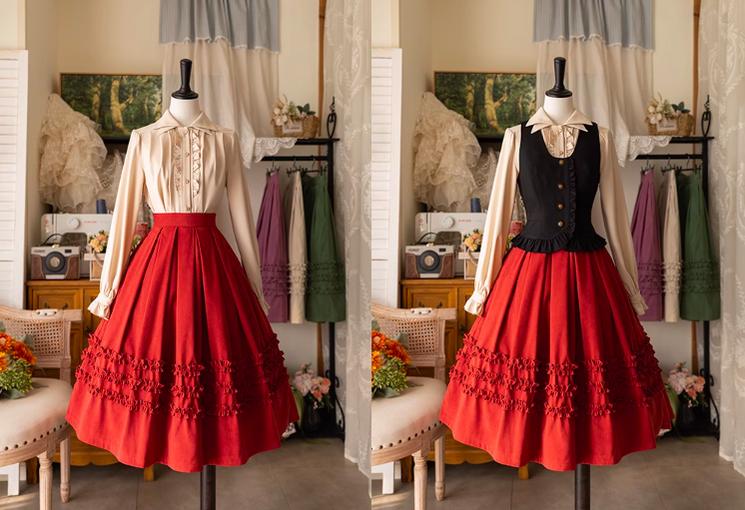 Forest Basket - Elegant Lolita Skirt Mushroom Edge Skirt Retro Classic - Image 17