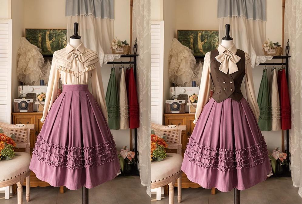 Forest Basket - Elegant Lolita Skirt Mushroom Edge Skirt Retro Classic - Image 3
