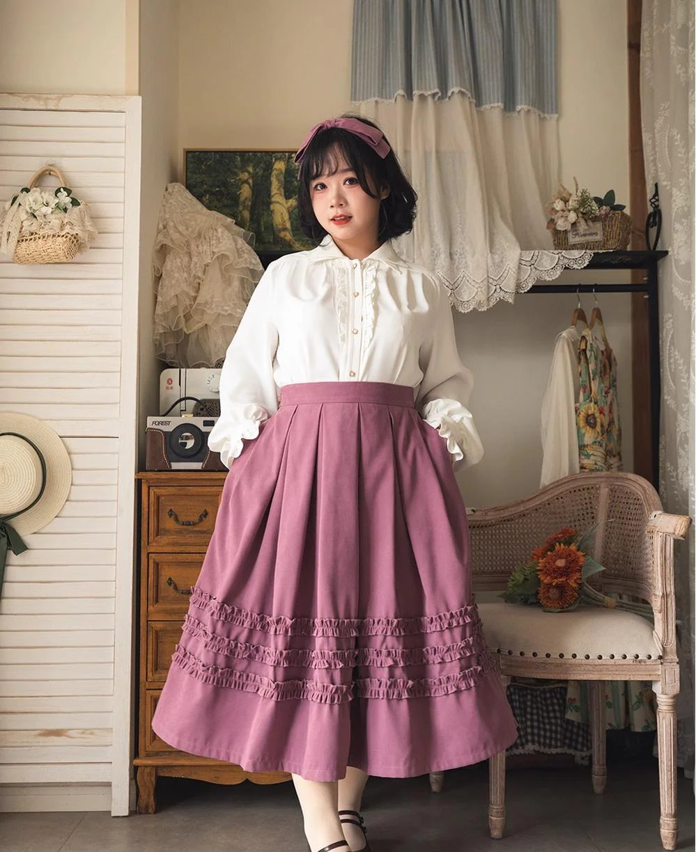 Forest Basket - Elegant Lolita Skirt Mushroom Edge Skirt Retro Classic - Image 4