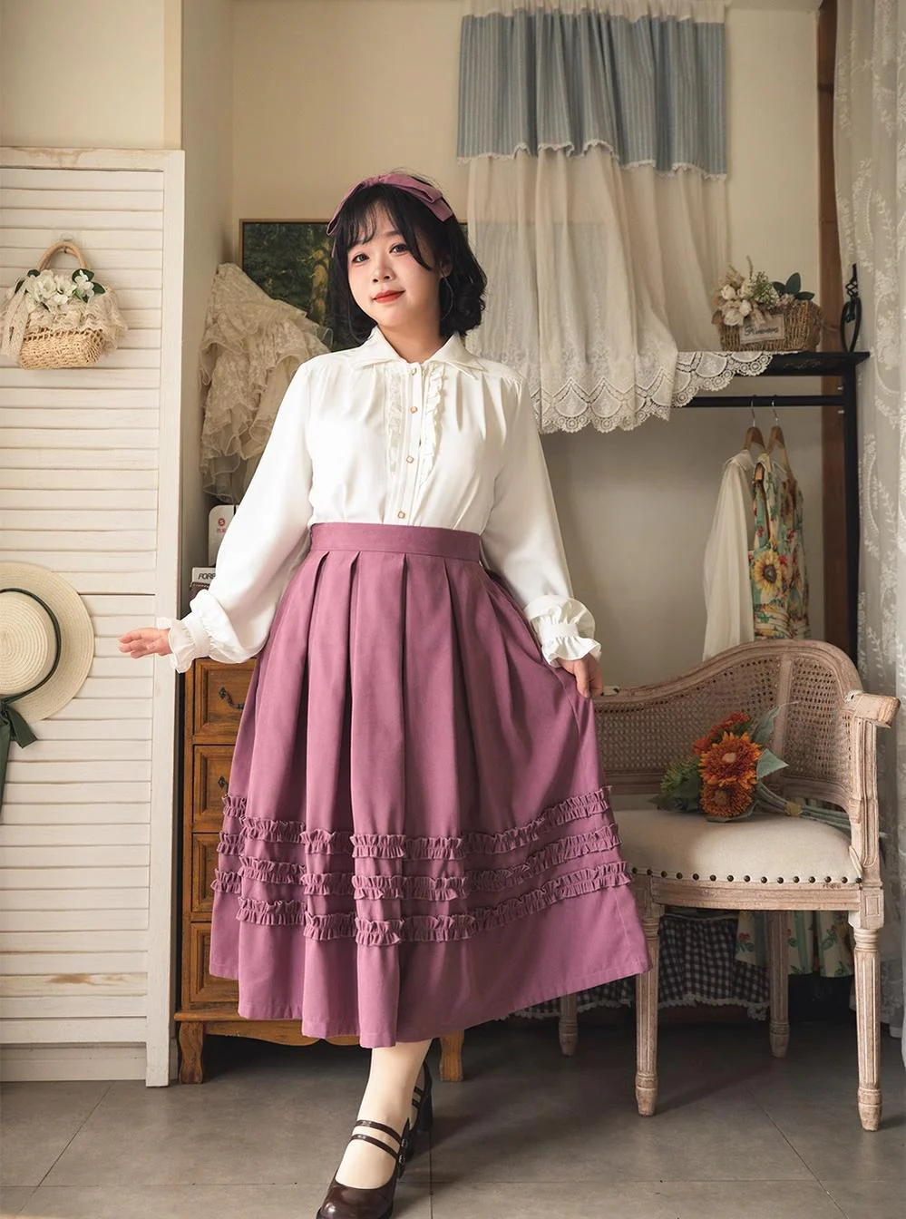 Forest Basket - Elegant Lolita Skirt Mushroom Edge Skirt Retro Classic - Image 5