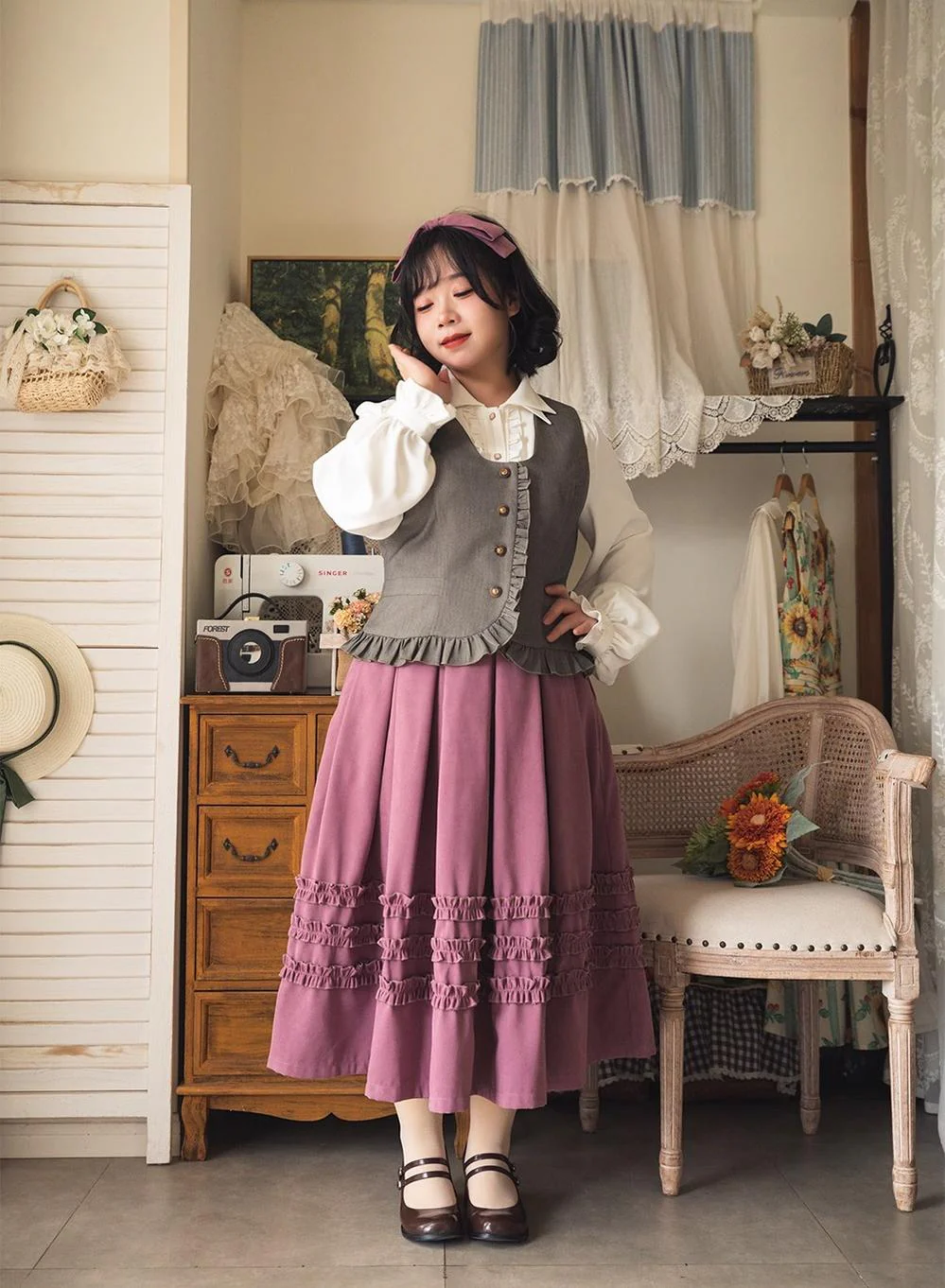 Forest Basket - Elegant Lolita Skirt Mushroom Edge Skirt Retro Classic - Image 6