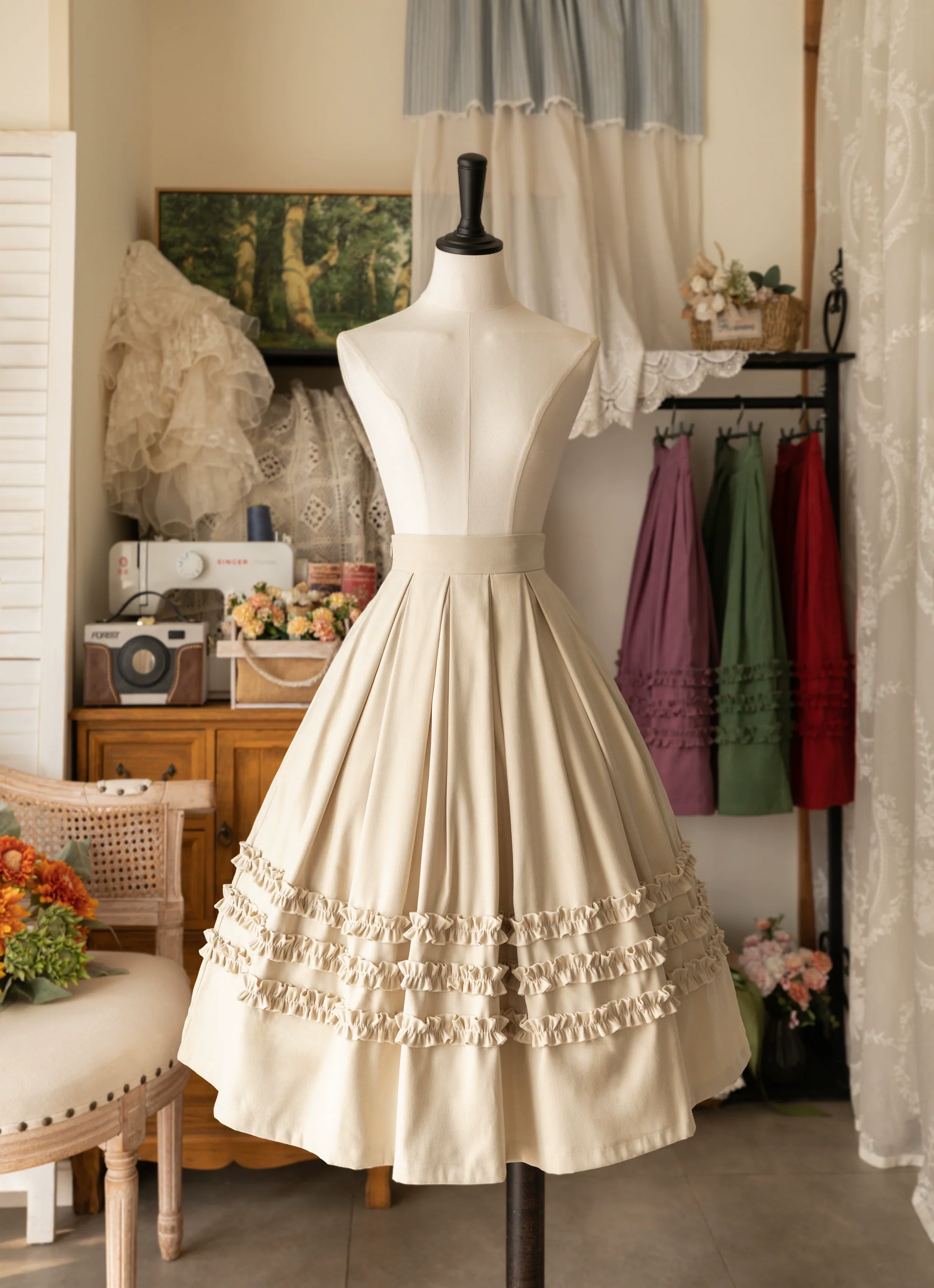 Forest Basket - Elegant Lolita Skirt Mushroom Edge Skirt Retro Classic - Image 8