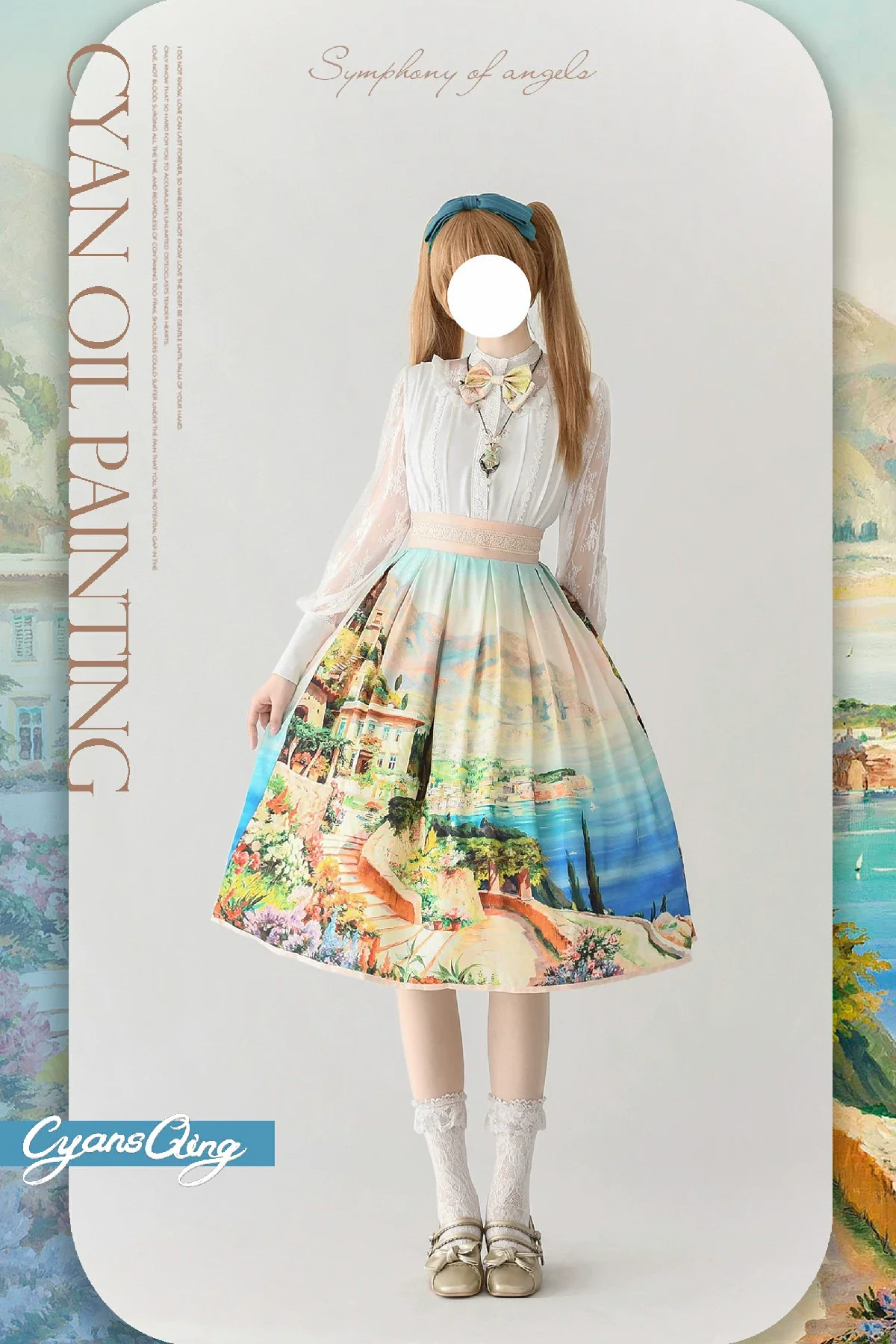 Cyan Lolita - Oil Painting Collection - Elegant Lolita Skirt Printed SK - Image 11