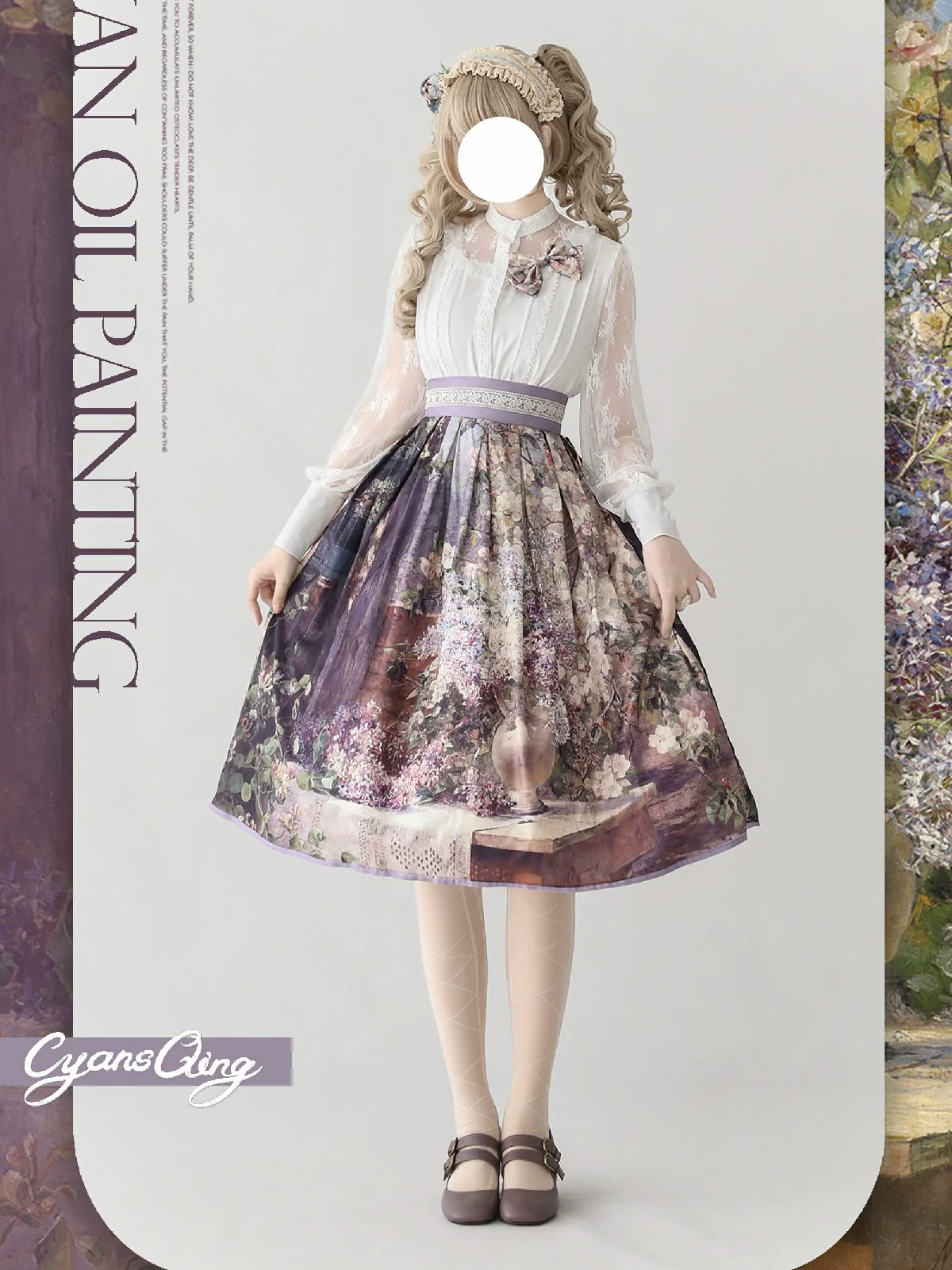 Cyan Lolita - Oil Painting Collection - Elegant Lolita Skirt Printed SK - Image 14