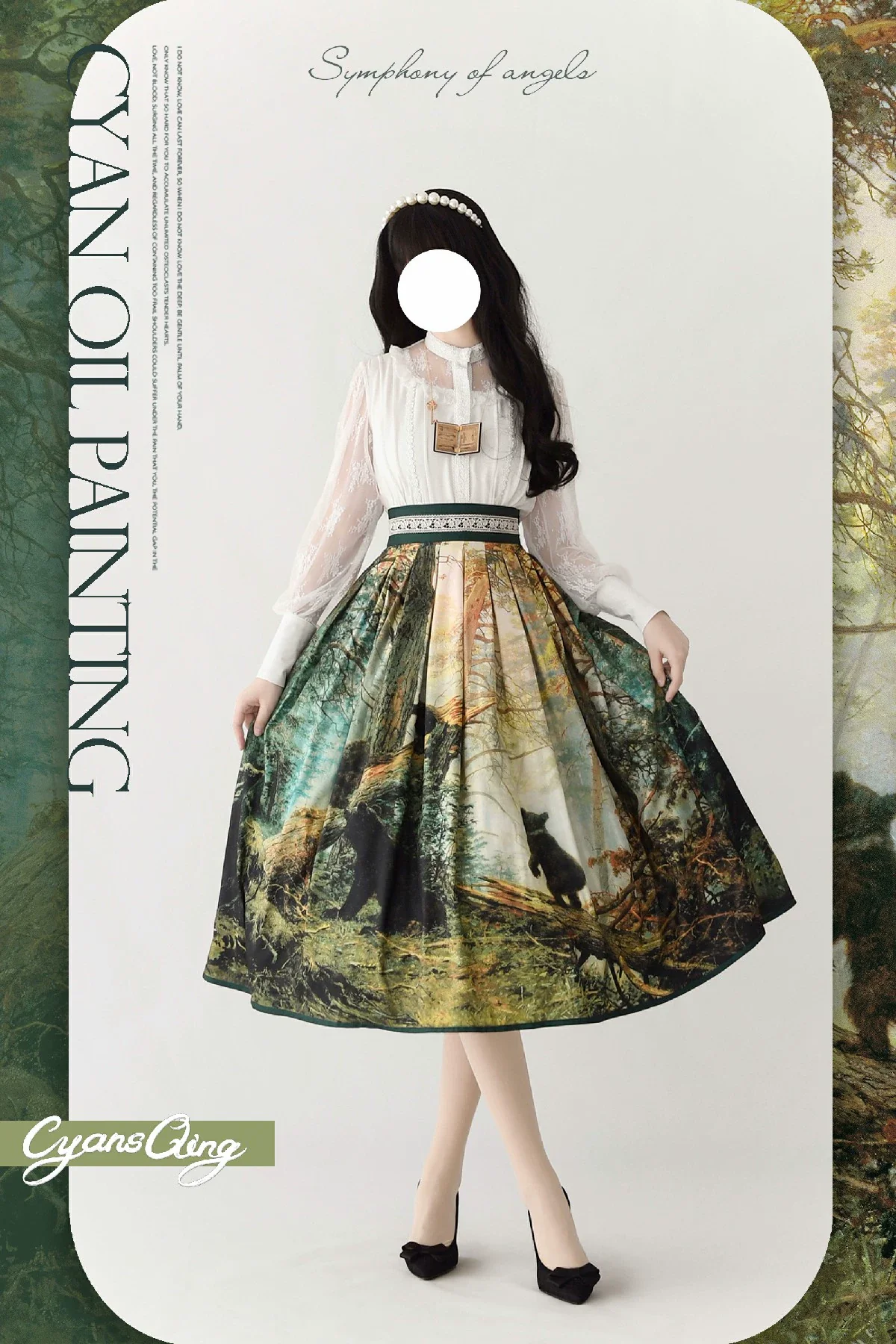 Cyan Lolita - Oil Painting Collection - Elegant Lolita Skirt Printed SK - Image 18