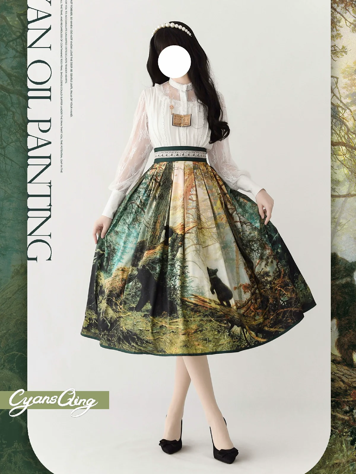 Cyan Lolita - Oil Painting Collection - Elegant Lolita Skirt Printed SK - Image 19